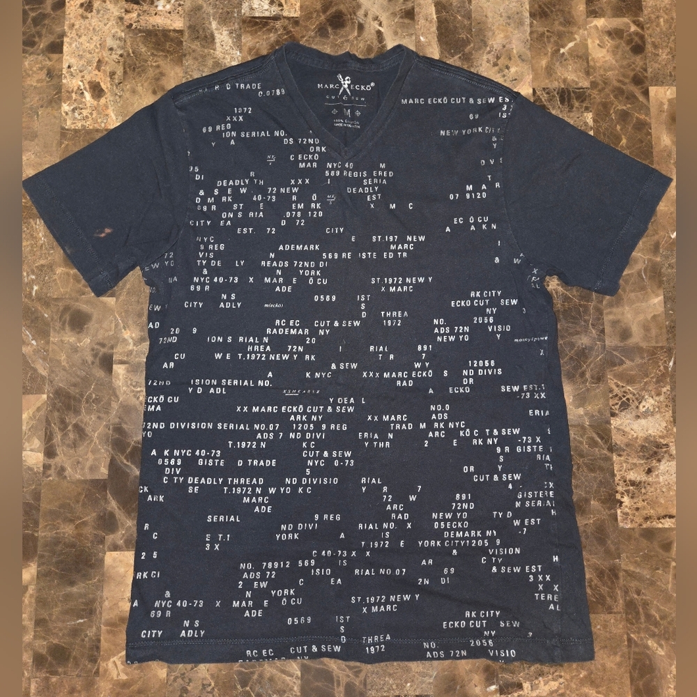 Marc Ecko Men's Dark Blue Text Print Tee